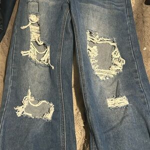 Distressed Blue Jeans